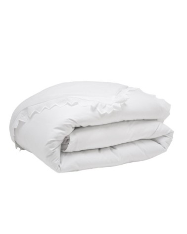 Housse de couette brodée en coton blanc 240x220