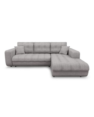 Canapé d'angle convertible en tissu - gris clair - angle droit