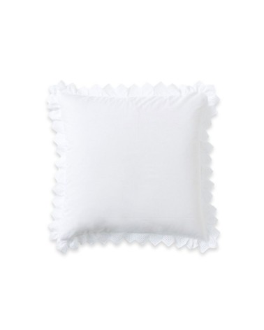 Taie d'oreiller brodée en coton blanc 63x63