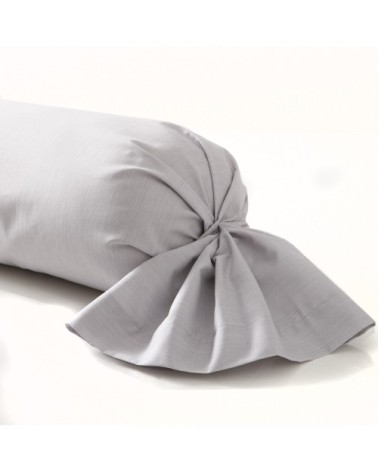 Taie de traversin fines rayures en bambou gris 85 x 185