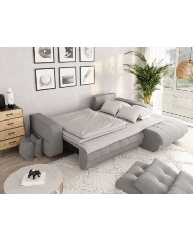 Canapé d'angle convertible en tissu - gris clair - angle droit