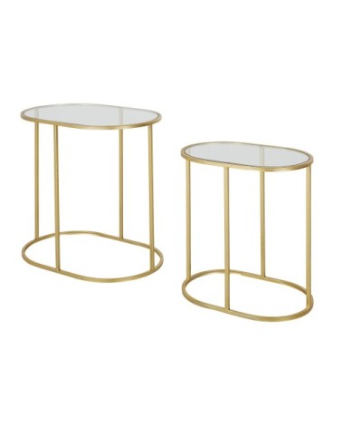 Bouts de canapé en verre et en métal doré (x2)