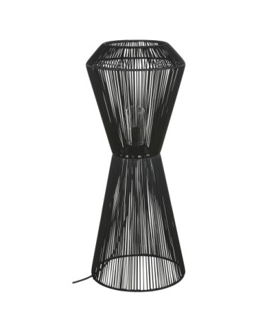 Lampadaire d'extérieur en métal et polyrotin noirs H100