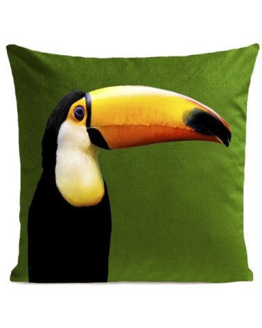 Coussin velours carré imprimé animaux  vert pur 60x60