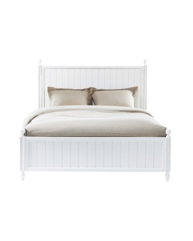 Lit 140x190 en pin blanc avec sommier à lattes