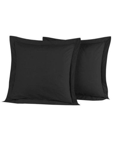 Lot de 2 taies d'oreiller en percale de coton anthracite 65x65 cm