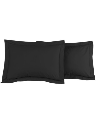Lot de 2 taies d'oreiller en percale de coton anthracite 50x70 cm