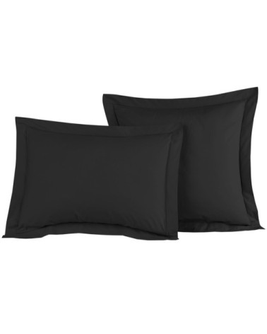 Lot de 2 taies d'oreiller en percale de coton anthracite 50x70 cm