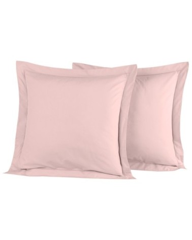 Lot de 2 taies d'oreiller en percale de coton poudre 65x65 cm