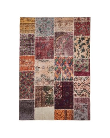 Tapis ethnique patchwork en polyester multicolore 80x150
