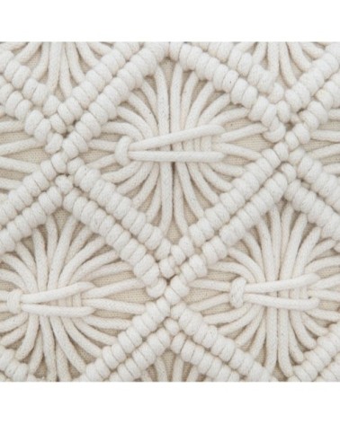 Coussin déhoussable en macramé coton ecru 40 x 40