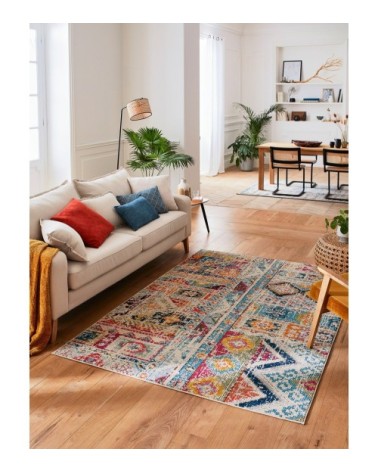 Tapis salon moderne en laine artificielle multicolore 120X170