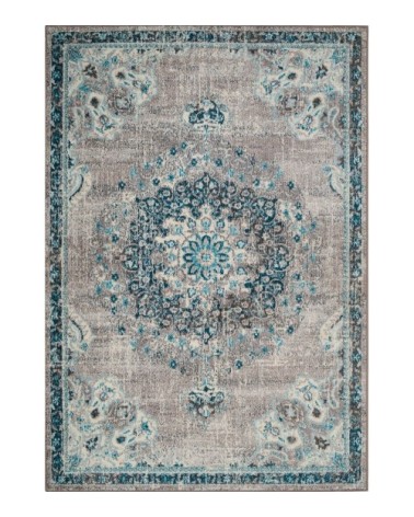 Tapis salon marin en laine artificielle bleu céruléen 120X170