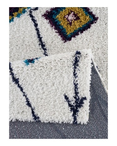 Tapis salon berbère en laine artificielle crème et lilas 120X160