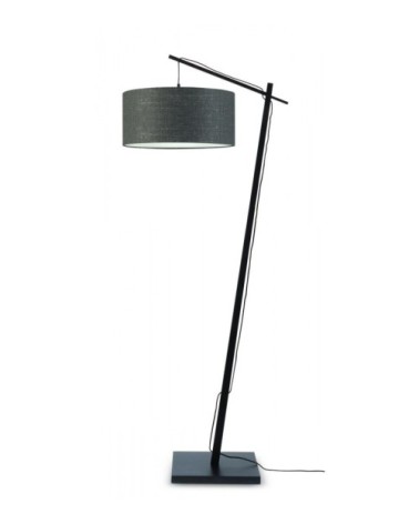 Lampadaire en bambou noir/lin H176cm