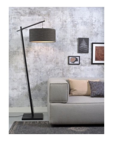 Lampadaire en bambou noir/lin H176cm