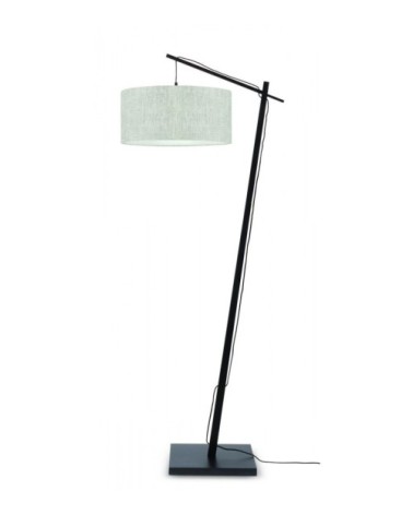 Lampadaire en bambou noir/lin H176cm