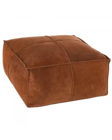 Pouf carré 50x50cm en cuir marron