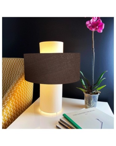 Lampe à poser Chocolat en Tissus Percaline Ø 35 x H 45