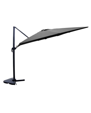 Ensemble parasol gris 3x4m et 4 dalles à lester