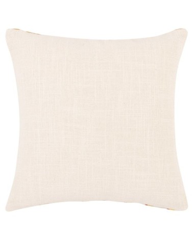 Housse de coussin en coton motifs brodés orange, jaunes et écrus 40x40