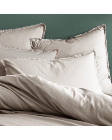 Set de 2 taies doreiller unies  finition à franges Lin 50x70cm