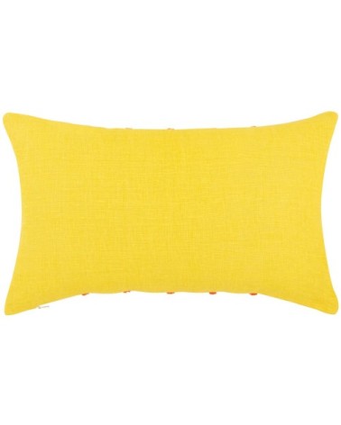 Housse de coussin en lin à rayures tuftées orange, jaunes et écrues 30x50