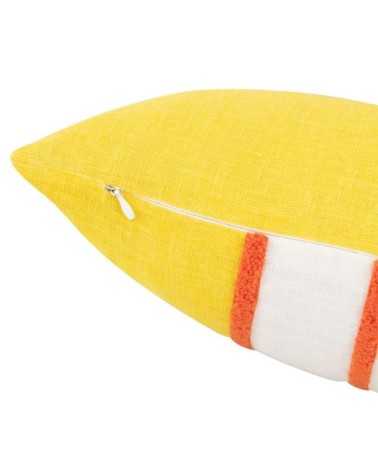 Housse de coussin en lin à rayures tuftées orange, jaunes et écrues 30x50