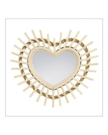 Miroir en bambou en forme de cœur