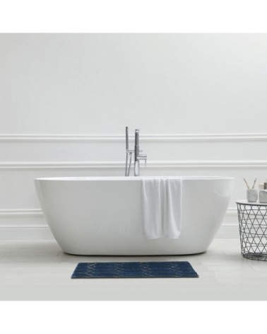 Tapis de bain en coton fantaisie bleu 50x80cm