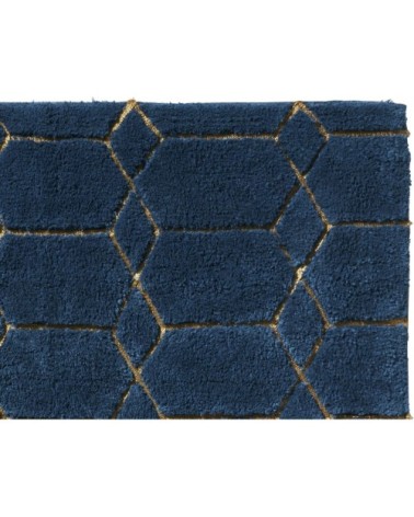 Tapis de bain en coton fantaisie bleu 50x80cm