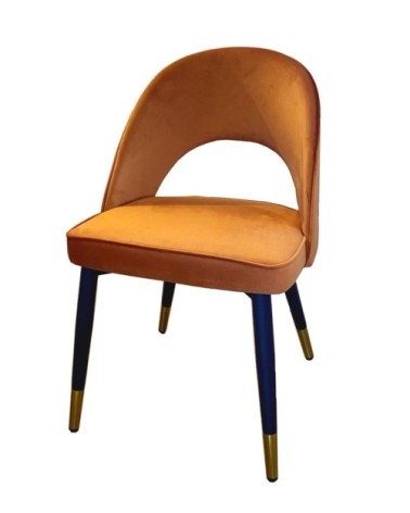 Chaise de salle a manger en velours orange