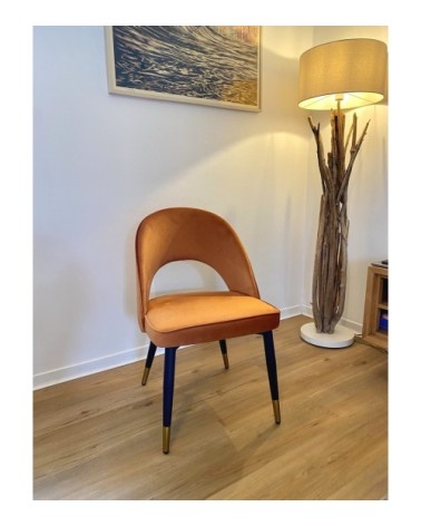 Chaise de salle a manger en velours orange