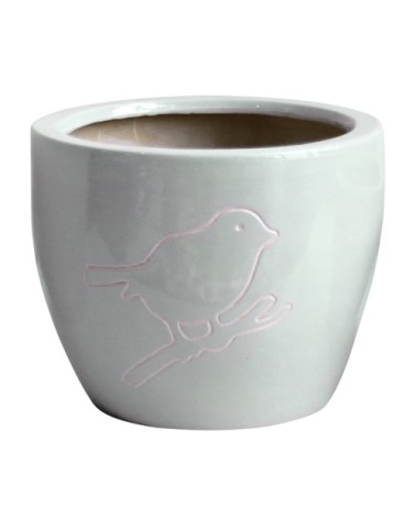 Cache pot gris en terre cuite H13cm