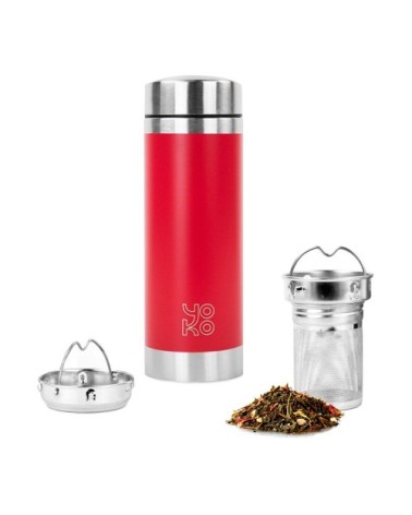 Theiere isotherme  libertea" 350 ml rouge et inox"