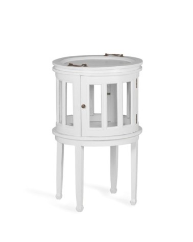 Table porte liqueur en bois blanc D 50 cm