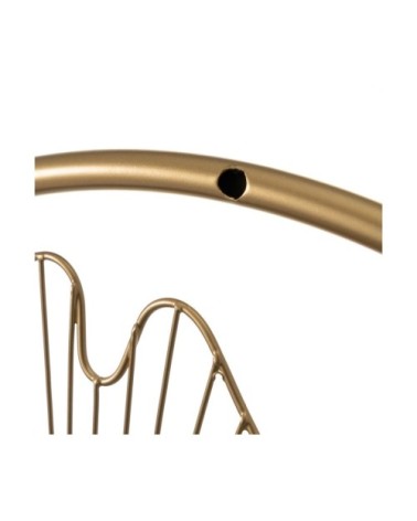 Set de 2 décorations murales rondes feuilles gingko métal doré