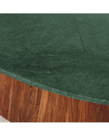 Table basse en marbre vert et bois d'acacia massif L103