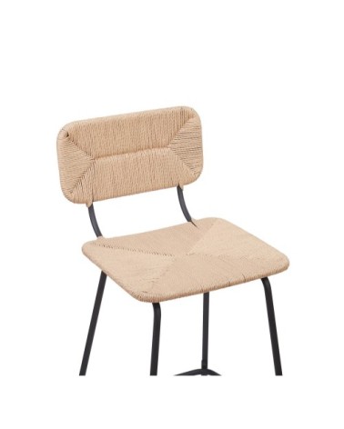 Lot de 2 tabourets de bar en métal et corde tressée 65 cm