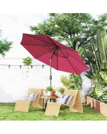Parasol en aluminium rond inclinable bordeaux