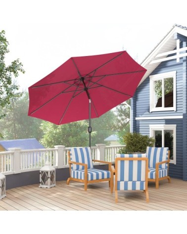Parasol en aluminium rond inclinable bordeaux