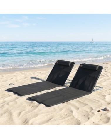 Lot de 2 tapis de plage rembourré sac transport inclus noir