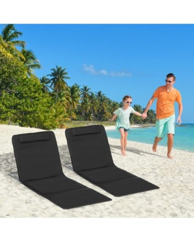 Lot de 2 tapis de plage rembourré sac transport inclus noir