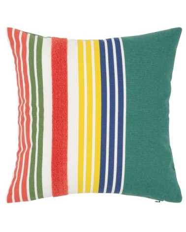 Housse de coussin en coton motifs tuftés multicolores 40x40