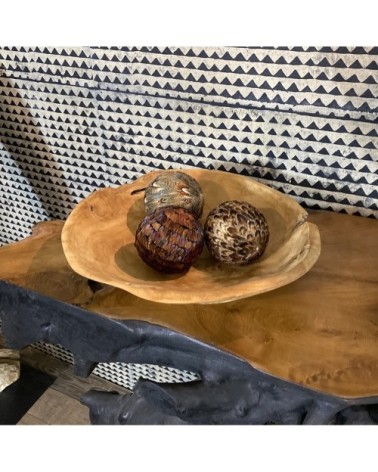 Lot de 3 boules décoratives en plumes de faisan