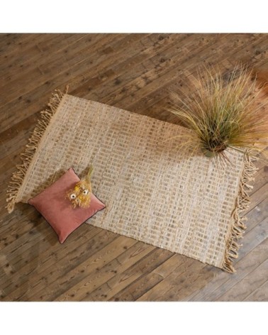 Tapis en cuir, jute et coton 150x90 cm