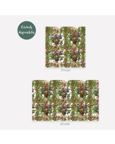 Papier peint motifs fleurs feuillage blanc  425x260cm