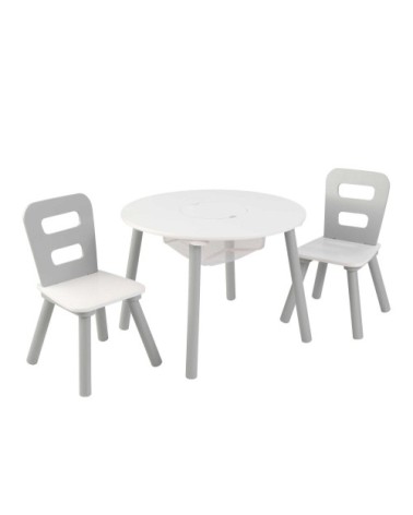 Table enfant ronde et 2 chaises coloris gris