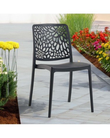 Lot de 6 chaises de jardin empilables en polypropylène noir