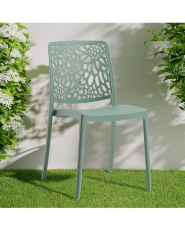 Lot de 4 chaises de jardin empilables en polypropylène vert
